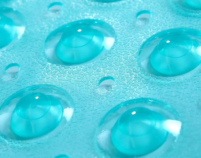 Large Non-Slip Bathtub & Shower Mat 31”x16” (Smooth/Non-Textured Tubs Only) Safe, Clean, Machine-Washable, Superior Grip&Drainage, Vinyl, Transparent Turquoise