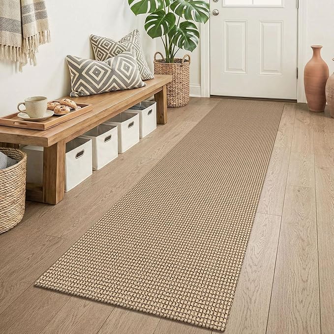 KOZYFLY Boho Runners for Hallways 2x6 ft Washable Kitchen Runner Non Slip Rubber Backed Hall Runners Cotton Entryway Runner Rugs for Indoor Backdoor Bedroom Kitchen, Orange Beige/Tan/Brown
