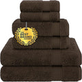 Cotton Paradise 100% Cotton Turkish Towel Set, Soft Absorbent Quick Dry, 6 Piece Towel Set, Chocolate Brown