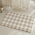 TYUU Waffle Bath Mat, Boho Bathroom Rugs Non Slip Washable Absorbent Checkered Bathroom Mat Quick Dry Farmhouse Bathroom Decor, 30"x20" Khaki and White