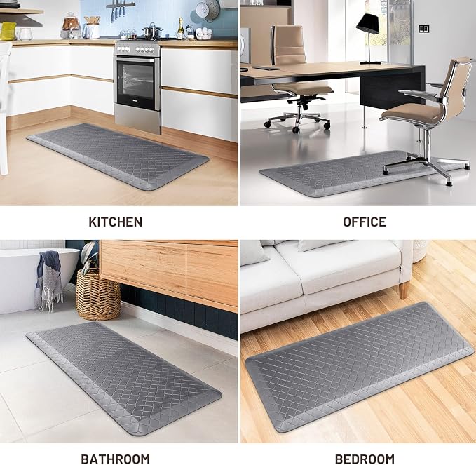 HappyTrends Anti-Fatigue Floor Mat - 4/5 Inch Thick, Waterproof Non-Slip, Heavy Duty Ergonomic Comfort Rug for Kitchen, Office, Sink, Laundry (17.3" x 39", Gray)