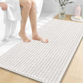 OLANLY Long Bathroom Rugs Runner 47x24, Thick Soft and Absorbent Chenille Bath Mat, Non-Slip, Machine Washable Quick Dry Bath Rugs for Tub Shower Floor, Home Decor Accessories, Ivory