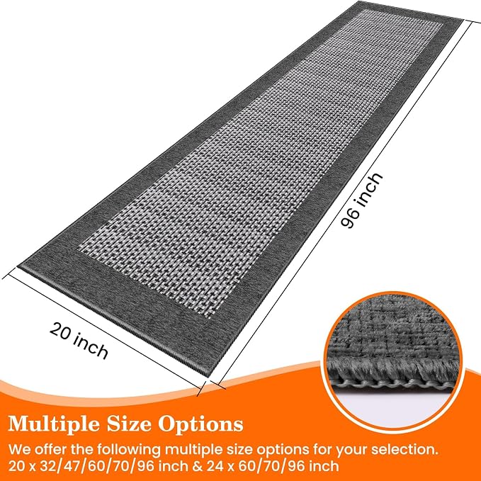 StepRite Kitchen Rugs, Kitchen Mats for Floor, 96"x20" Non-Slip Machine-Washable Kitchen Throw Rug, Absorbent Runner Rugs Office, Sink Standing Desk Mat, Decor Carpet, Grey