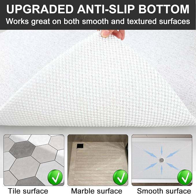 Extra Large Square Shower Mat for Inside Shower, 24 x 24 Inch Shower Floor Mat with Center Drain Hole, Designed for Walk-in Showers, Non-Slip Loofah Mat with Wide Coverage for Stable Standing