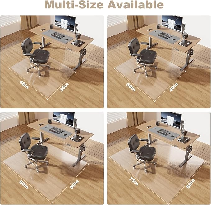 [Thickened to 2.0mm] 60"x75" Computer Chair Mat for Hardwood, PVC Office Mat for Hardwood Floor, Anti-Slip Rolling Chair Floor Protector,Vinyl Mats for Home, Under Desk Mats for Rolling Chairs