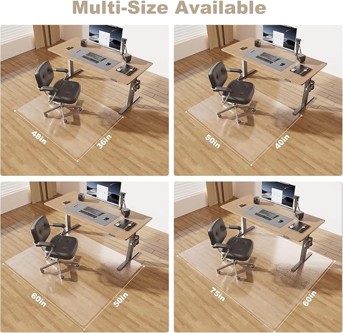 [Thickened to 2.0mm] 50"x60" Computer Chair Mat for Hardwood, PVC Office Mat for Hardwood Floor, Anti-Slip Rolling Chair Floor Protector,Vinyl Mats for Home, Under Desk Mats for Rolling Chairs