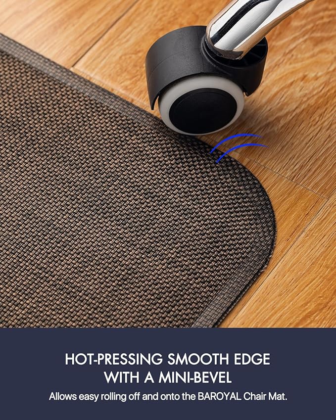 BARoyal Office Chair Mat for Hardwood Floor Under Desk Computer Rolling Chair Mat for Wood/Tile Floor Non-Slip Heavy Duty Desk Rug PVC Plastic Hard Floor Protector 48" x 60"(Coffee)