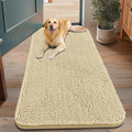 Smiry Dog Door Mat for Muddy Paws 48x30, Absorbent Dirt Trapper, Non-Slip Washable Chenille Entryway Rug for Inside Floor, Cream White, Classic Solid