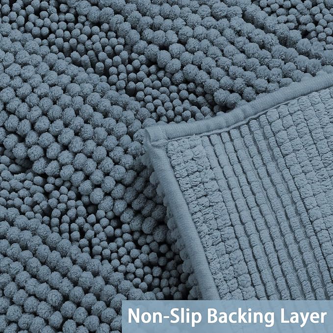 Turquoize Turquoize Large Size 59inch by 20inch Luxurious Shaggy Chenille Bath Mat Non-Slip Soft Polyimide and Polyester Runners for Bathroom Water Absorbent Machine-Washable Shag Bath Mat,Stone Blue