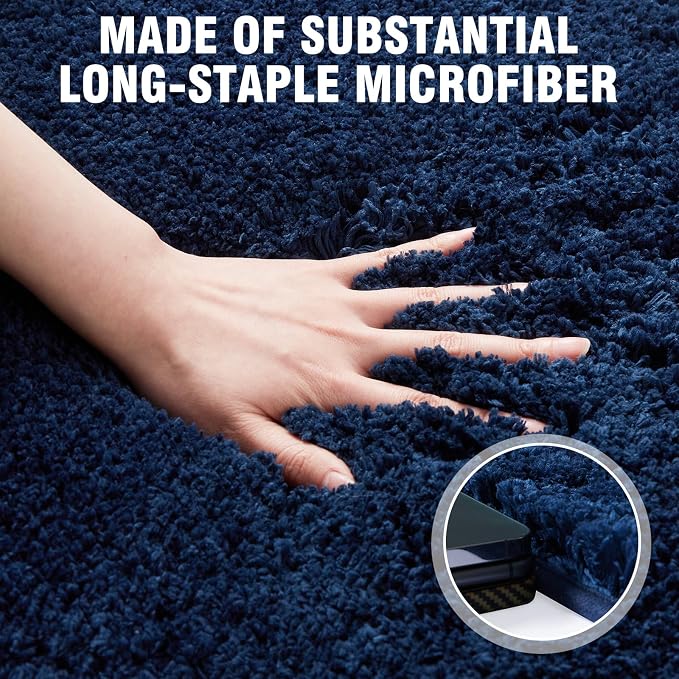 TECHMILLY Super Soft Shaggy Bathroom Rugs, Absorbent Thick Non Slip Microfiber Bath Rugs, Quick Dry Machine Washable Bath Mat for Bathroom Floor, Bathtub and Shower 20"x32"