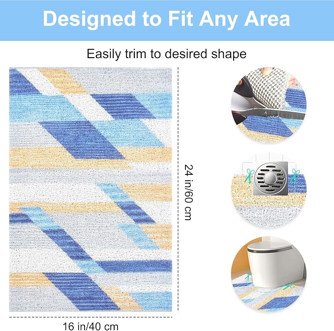 Non Slip Shower Mats for Inside Shower, 16x24 Inch Soft PVC Loofah Shower Mat, Foot Scrubber Anti-Slip Shower Mat,Quick Drying Shower Stall Mats for Wet Areas, Bathroom, Home, Hotel