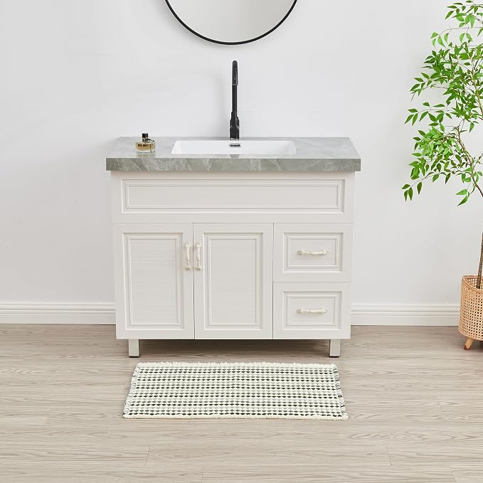 Douceur Boho Bath mat for Bathroom Floor Non Slip, Acrylic Blend Cute Bath Mats with Tassels, Quick Dry Bath Rugs Machine Washable, 24" x 36", Grey