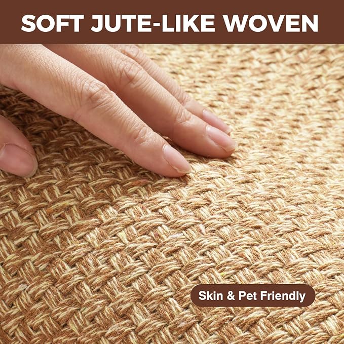 YDKGL Kitchen Runner Rugs Non Slip Washable Anti Fatigue, Super Absorbent 0.4" Thick Cushioned Long Kitchen Mats for Floor, Jute-Look Sink Floor Mat Laundry Standing Mat, Easy Clean, Brown 17"x59"