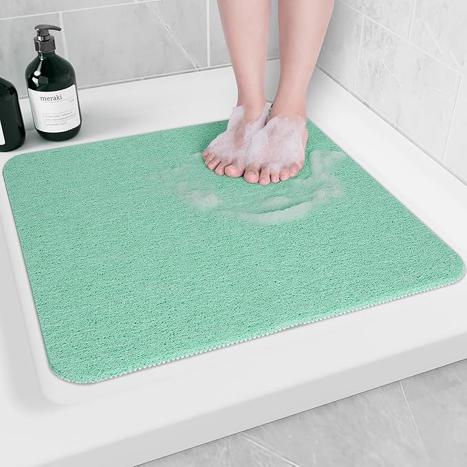Hargiis Non-Slip Bathtub Mat, Anti Slip Shower Mat, Fast Drying Bathtub Mats, Foot Scrubber Mat, Anti Slip Mat for Tub, Floor, Bathroom, Kitchen, Home, Hotel (Light Green 24"×24")