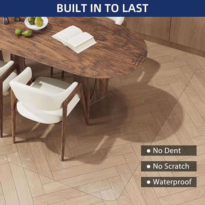 SALLOUS Plastic Floor Mat for Home, 5' x 6' Waterproof Area Rug for Dining Room Table, Non-Slip Area Rug for Living Room, Wear-Resistant Vinyl Floor Protector Mat for Indoor Outdoor (Clear)