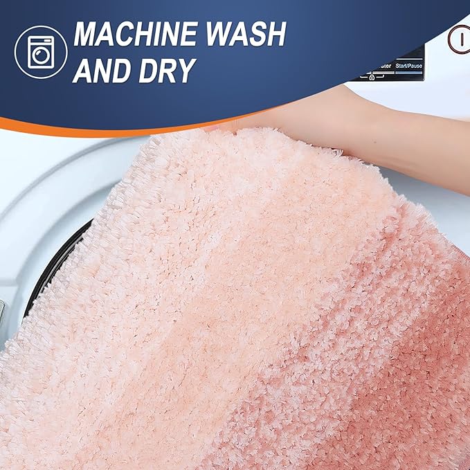 OLANLY Bathroom Runner Rugs Mat 59x24, Extra Soft Absorbent Microfiber Bath Rugs, Rubber Backing, Quick Dry, Washable Long Bath Mats for Bathroom Floor, Tub and Shower, Home Decor Accessories, Peach