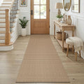 KOZYFLY Runners for Hallways 2.6x8 ft Washable Kitchen Runner Non Slip Rubber Backed Hall Runners Cotton Entryway Runner Rugs for Indoor Backdoor Bedroom Kitchen, Orange Beige/Tan/Brown
