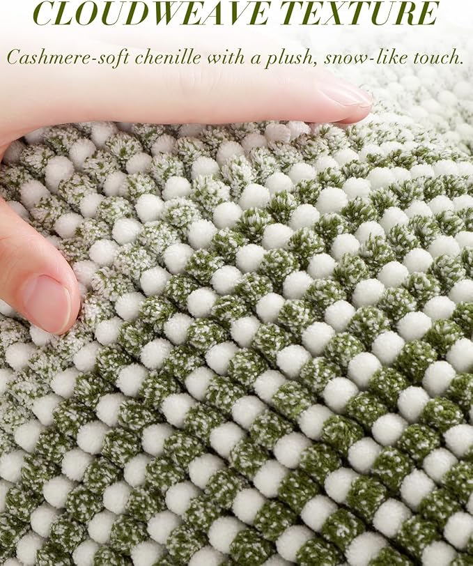 BSICPRO Chenille Bathroom Rugs, 24 x 36 Inches Non Slip Absorbent Bath Mat, Soft Shaggy Shower Bath Floor Mats for Bathroom, Machine Washable(Sage)