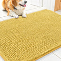 Smiry Dog Door Mat for Muddy Paws 30x20, Absorbent Dirt Trapper, Non-Slip Washable Chenille Entryway Rug for Inside Floor, Yellow, Classic Solid