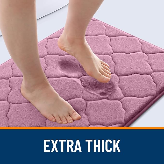 OLANLY Memory Foam Bath Mat Rug 30x20, Ultra Soft and Absorbent Bathroom Rugs, Non-Slip, Comfortable, Machine Washable Bath Carpet for Bathroom Floor, Tub, Shower and Home Decor Accessories, Mauve