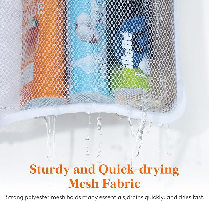 Lifewit Mesh Shower Caddy, 11 Pockets Hanging Shower Organizer with Quick Drying Mesh, Portable Space Saving Bathroom Organizer to Hold Soap, Shampoo and Cruise Ship Essentials, White, 1 Pack