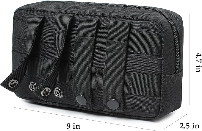 2 Pack Tactical Molle Admin Pouch with US Flag Patch and Keychain - Utility Laser Cut Tactical EDC Tool Pouch Bag Horizontal Modular Pouches Utility Tool Pouch