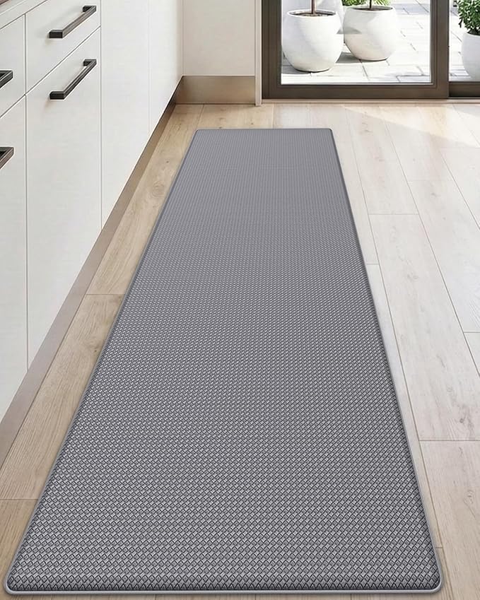 DEXI Kitchen Floor Mats Cushioned Anti Fatigue,17x59, Standing Runner Rug Waterproof, Comfort Memory Foam Padded for Front Sink Laundry, Grey