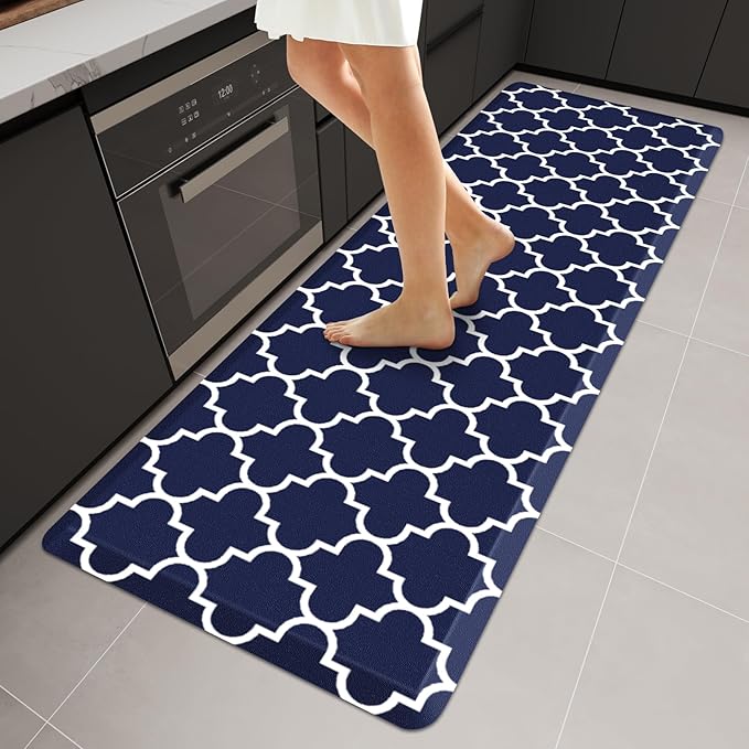 WISELIFE Anti Fatigue Floor Mat - 4/5 Inch Thick Kitchen Mat Non Slip Waterproof Heavy Duty Ergonomic Comfort Mat Durable for Home, Office, Sink, Laundry,(24" x 70", Blue)