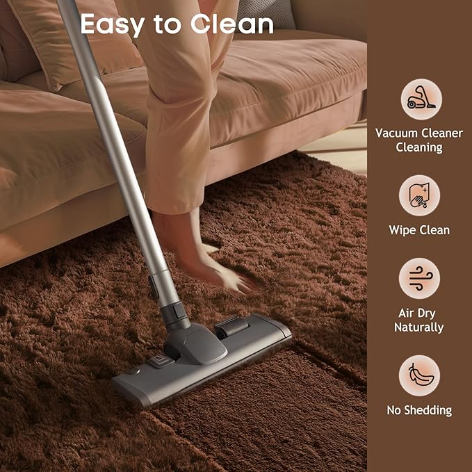 Ophanie Small Rug Washable Non Slip Throw Bedside Area Rugs, Fluffy Soft Brown Mini Bedroom Carpet, Affordable Door Entryway Indoor Inside Front Entrance Dog 2x3 Mat, Home Decor Aesthetic, Nursery