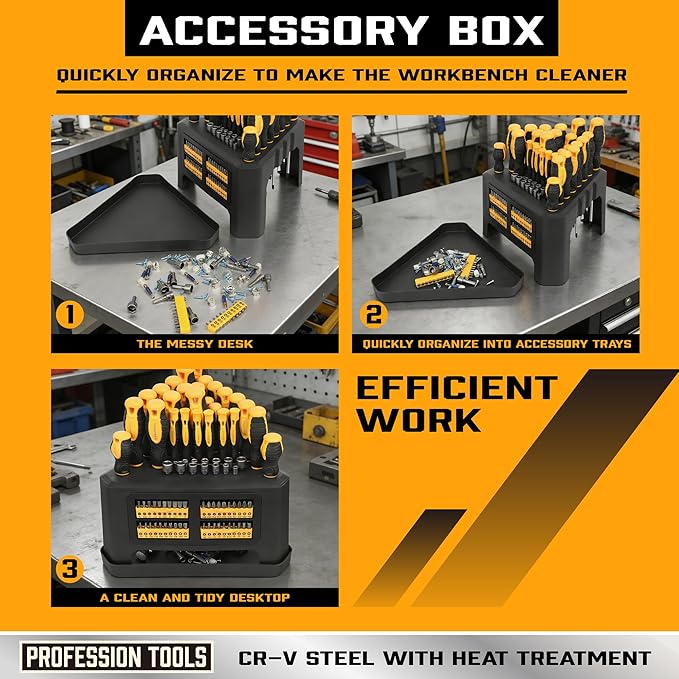 Amartisan 84-Piece Magnetic Screwdriver Set with Quick-Store Rack & Tray, DIY Hand Tool Kit for Men, Gift Idea, Includes Precision Screwdrivers, Ratchet Handle, Nut Drivers & Bit Set