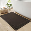 RESARE Waffle Bath Mat for Bathroom, Super Absorbent Bathroom Rugs Non Slip Machine Washable, Ultra Soft Quick Dry Boho Bath Rugs with Tassels, Farmhouse Home Decor Accessories, 20"x32" Chocolate