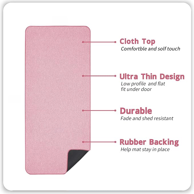 Bosap Bath Mat,Ultra Thin Bathroom Runner Rugs,Large Bath Mats for Bathroom,Quick Dry,Non-Slip,Machine Washable,Low Pile,Bath Rug,Shower Outside,Sink,Home Decor Accessories.Pink,1'9"x3'11"（21x47inch）