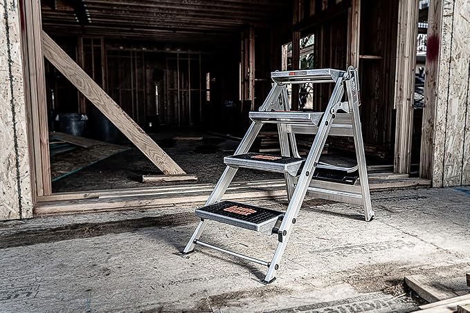 Little Giant Ladder Systems 10410BA Safety Step Ladder Four Step with Bar, 2 x 11-Inch