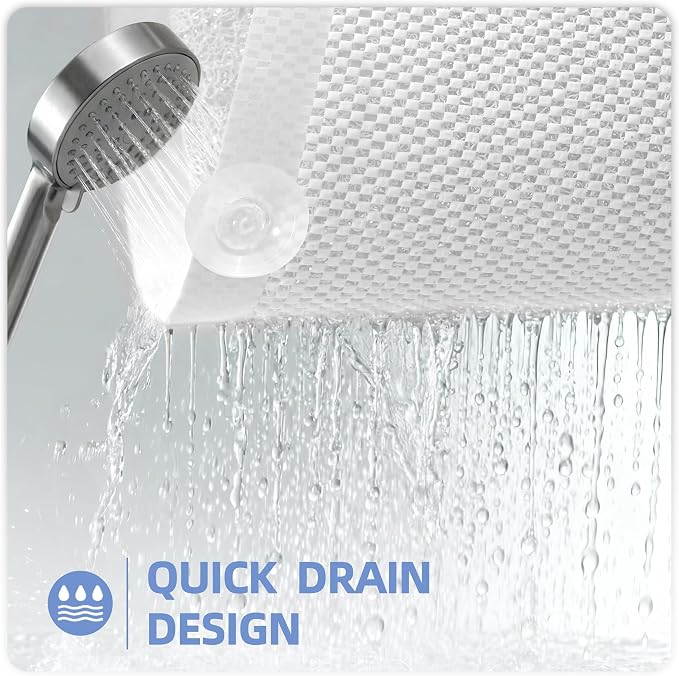 Upgraded Anti Slip Shower Mat for Inside Shower,Non Slip Bathtub Mat with Suction Cups,Shower Floor Mat,Scrubber Mats,Easy to Clean,Quick Dry,Easy Drainage,Loofah Bath Mat for Tub,White,24''x24''