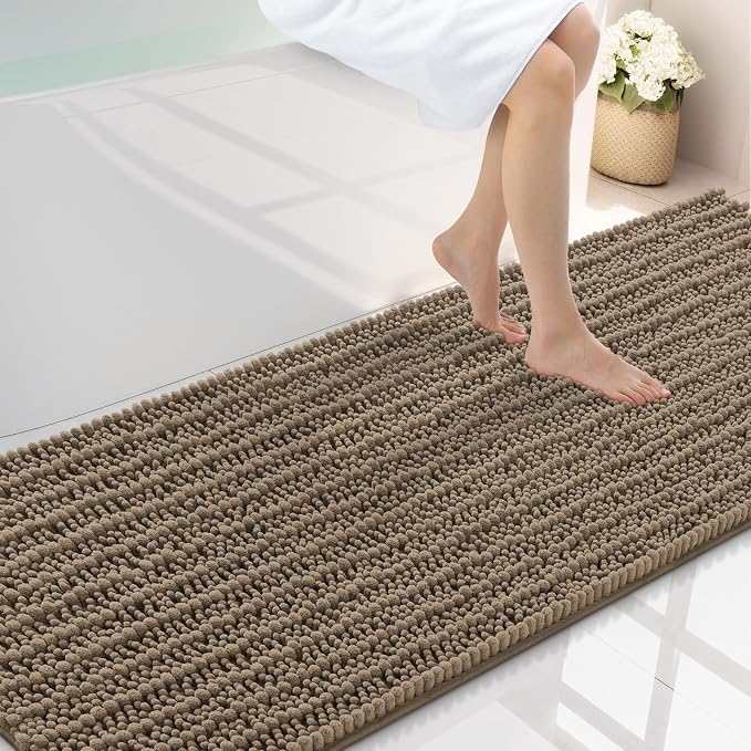 Smiry Bathroom Rugs Mat 70x24, Extra Soft Absorbent Chenille Bath Rugs, Non Slip Rubber Backing Machine Washable Quick Dry Bath Mats for Bathroom Floor, Tub, Shower, Home Decor Accessories, Camel