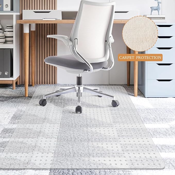 KMAT Office Chair Mat for Carpet, Computer Desk Mat,Clear Desk Chair Mat for Home Rolling Chair,Heavy Duty Floor Protector for Office-Easy to Clean,Anti-Slip-45 x53 Rectangular