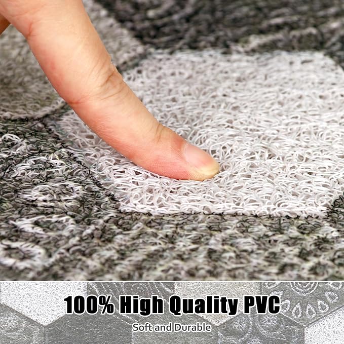 Large Shower Mat Non Slip, 36x36 Inch Shower Floor Mat with Drain Hole in Middle, Super Soft and Comfortable PVC Loofah Massage Bath Mat for Shower, Anti Slip Shower Stall Mat, Quick Drying