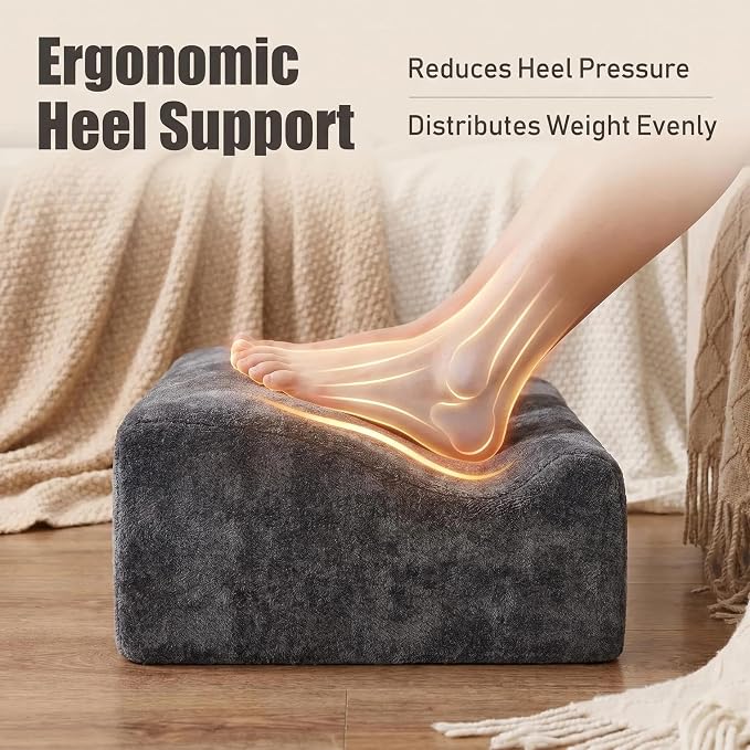 Foot Rest for Under Desk at Work, Office Footrest with Warm Feet Pocket,Ergonomic Under Desk Footrest with Washable Cover, Stool for Office Chair & Back &Pain Relief (Dark Gray+)