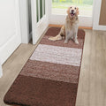 Smiry Dog Door Mat for Muddy Paws, Absorbs Moisture and Dirt, Low-Profile Entryway Mat with Non-Slip Backing, Entry Indoor Outdoor Doormat for Inside Floor (70x24 Inches, Brown, Striped)