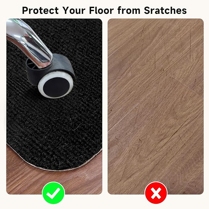 Black Office Chair Mat, Durable Desk Chair Mats for Hardwood Floor & Tiles, Under Rolling Chairs for Easy Glide and Protection (36" X 47")