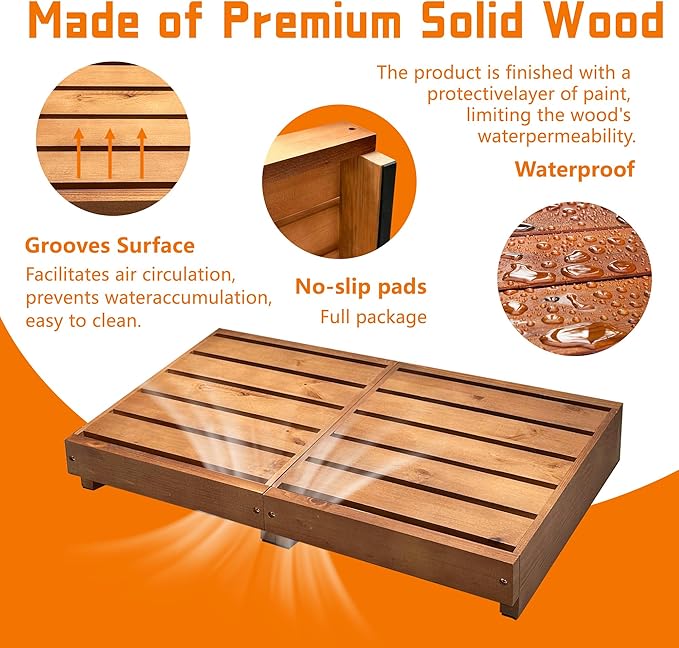 Wooden Step Stool,3.5'' Height Bed One Step Platform for Adults/Elderly, Mobility Half Steps for Bathroom, Kitchen, Garden,Non-Slip Outdoor Steps for Porch,Oak