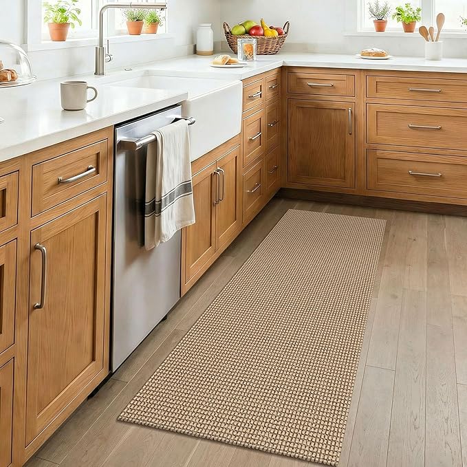 KOZYFLY Boho 2x4 Entry Runner Rug, Small Washable Runners for Entryway, Non Slip Door Mat Indoor Entrance, Front Porch Carpet for Foyer, Kitchen, Bedroom, Bathroom, Orange Beige/Tan/Brown