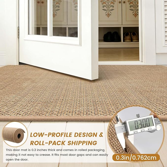 SMILOOL Front Door Mat Indoor Entrance, 24" x 36" Non-Slip Inside Door Mats for Entryway, Dirt Resistant and Absorbent Washable Doormat, Low Profile Entry Way Doormats, Floor Mats for House, Beige