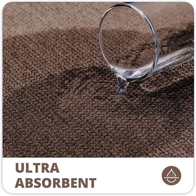 Bosap Bathroom Rugs Set 2 Pieces,Thin Bathroom Mats,Toilet Rugs,Quick Dry,Non-Slip,Machine Washable,Low Pile,Absorbent Bath Mats,Shower,Sink,Home Decor Accessories.Brown,1'5"x2'3"+1'8"x2" U Shape