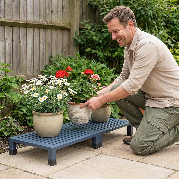 One Step Stool Platform 3.8" Height for Adults, Kids. Heavy Duty/Portable/Nonslip/Durable Construction Safe Step Stool for Bedroom/Kitchen Bed, Bathroom,Kitchen，Garden (Dark Blue)