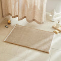 TYUU Waffle Bath Mat, Boho Bathroom Rugs Non Slip Washable Super Absorbent Quick Dry Bath Mat Farmhouse Bathroom Decor, 36"x24" Khaki and White