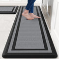 KitchenClouds [2 PCS] Kitchen Rugs Cushioned Anti-Fatigue Kitchen Mats for Floor Waterproof Kitchen Rug Set Non-Slip Comfort Standing Mat for Office, Sink, Laundry 17.3"×28"+17.3"×60",Black