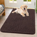 Smiry Dog Door Mat for Muddy Paws 40x32, Absorbent Dirt Trapper, Non-Slip Washable Chenille Entryway Rug for Inside Floor, Brown, Classic Solid