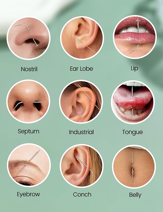 GEMQUEEN Piercing Taper Ball Grabber Tool for Changing Jewelry - 14G 16G 18G 20G Stainless Steel Flat Back Earrings Applicator Tool Threadless Insertion Pin Thread Body Piercing Kit for Ear Nose Lip