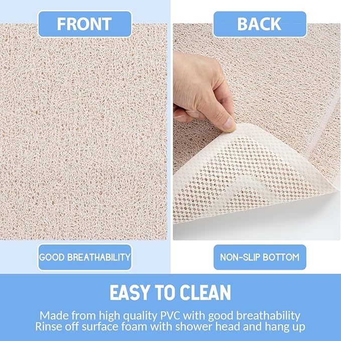Hargiis Non-Slip Bathtub Mat, Anti Slip Shower Mat, Fast Drying Bathtub Mats, Upgraded Foot Scrubber Mat, Anti Slip Mat for Tub, Floor, Bathroom, Kitchen, Hotel (Beige 24"×16")